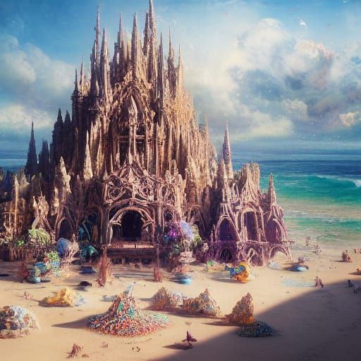 Baroque Sand Castle on Tropical Beach