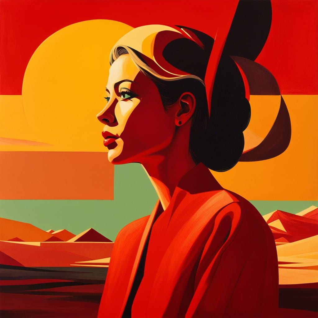 Neoclassical Woman in Desert Landscape