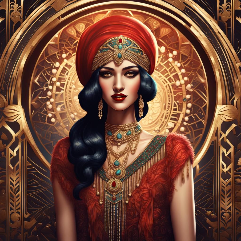 Art Deco Flapper Illustration in 8k Resolution