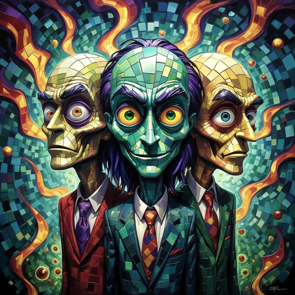 Id, Ego, Super-Ego: Sinister Cartoon Abstract Art