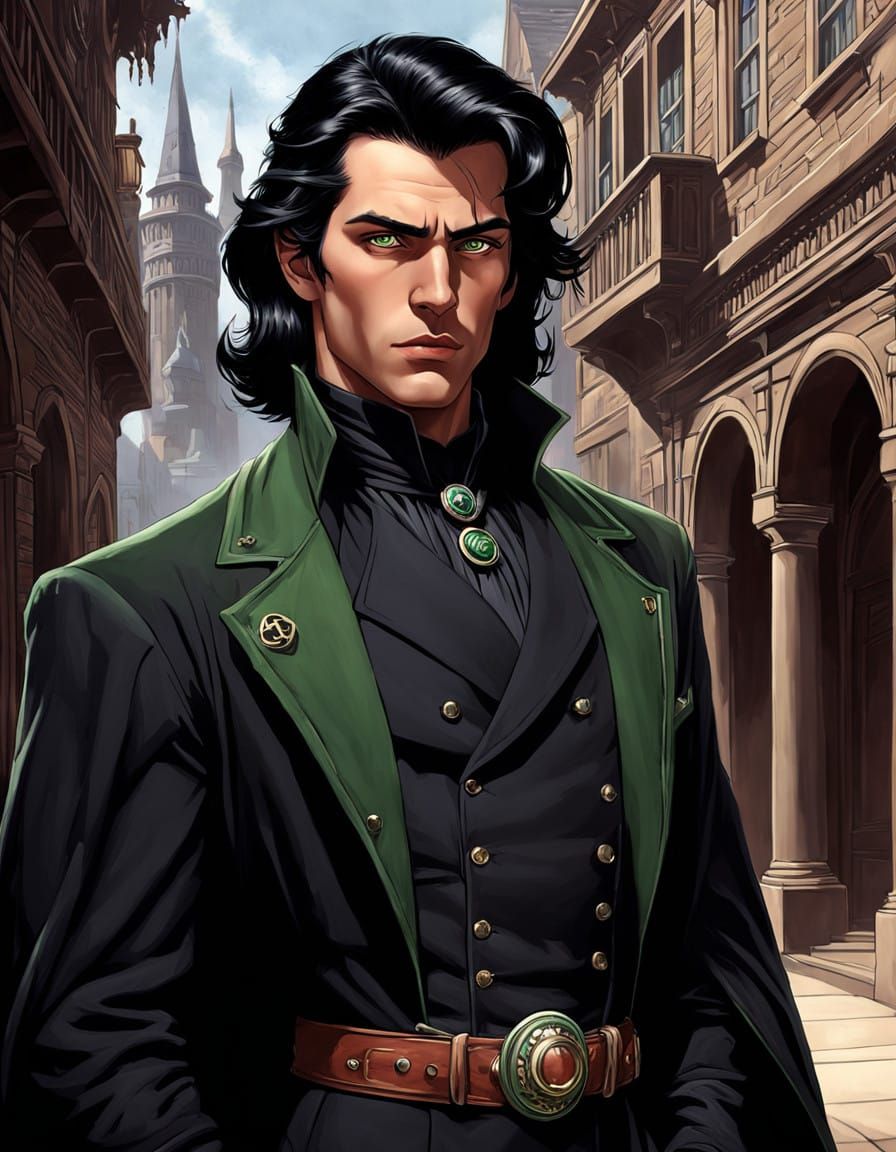 Gothic Fantasy Graduate: Tall, Brooding Scholar with Piercin...