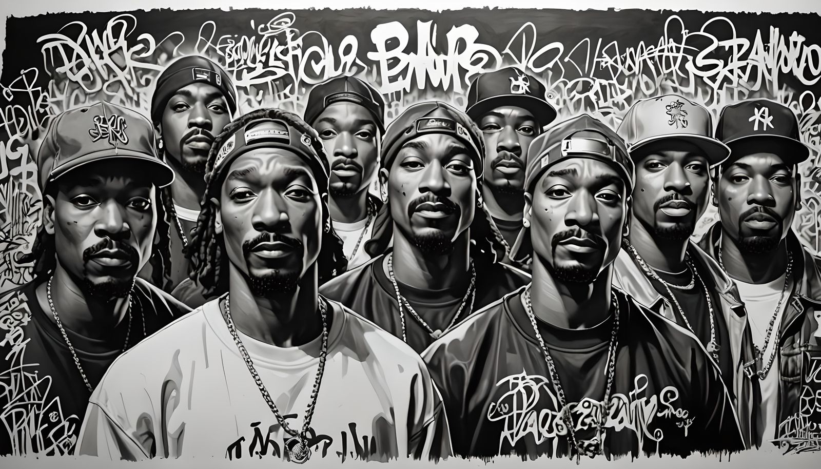 Legends of Rap in Graffiti Sketch Art