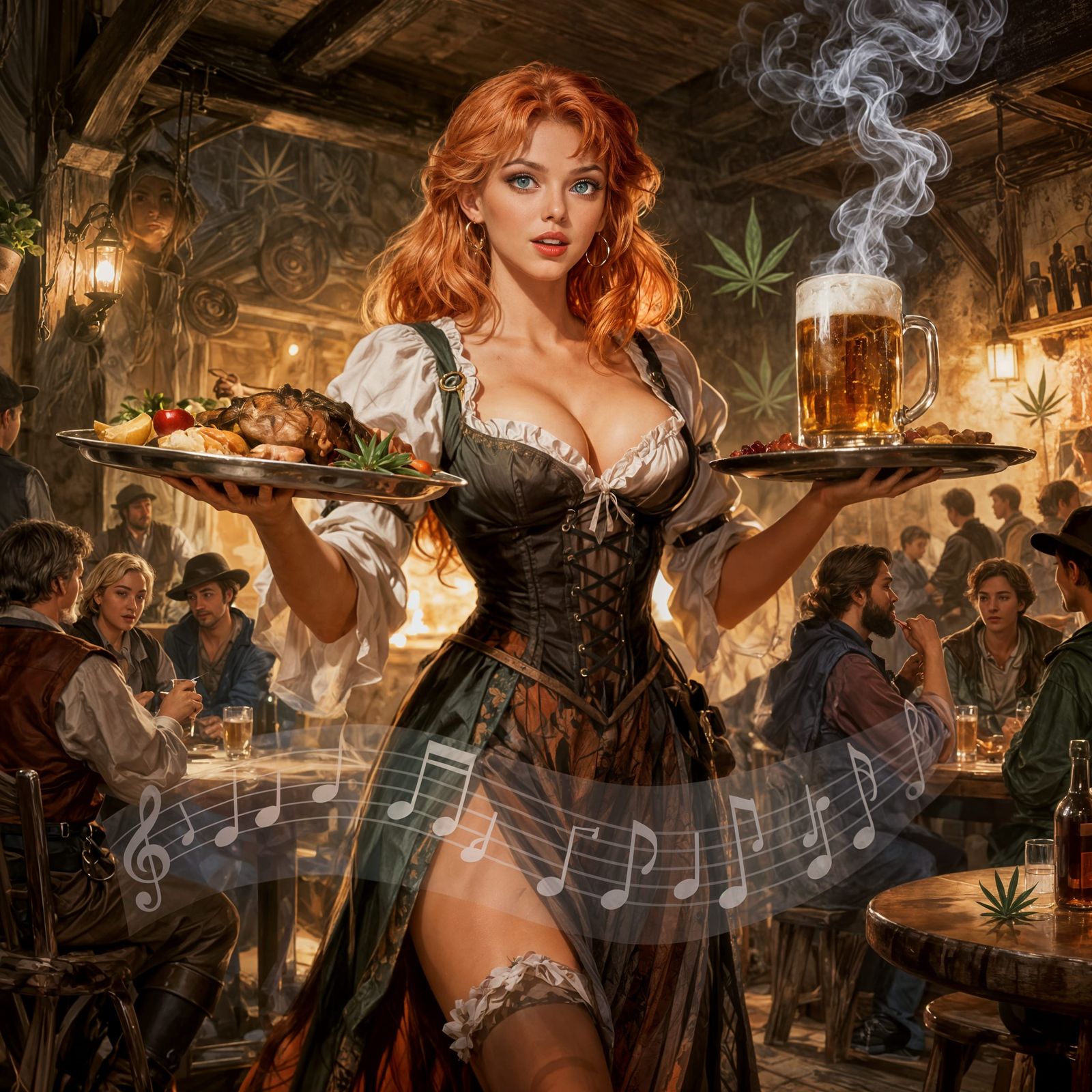 Tavern Wench in Detailed Sensual Illustration Style