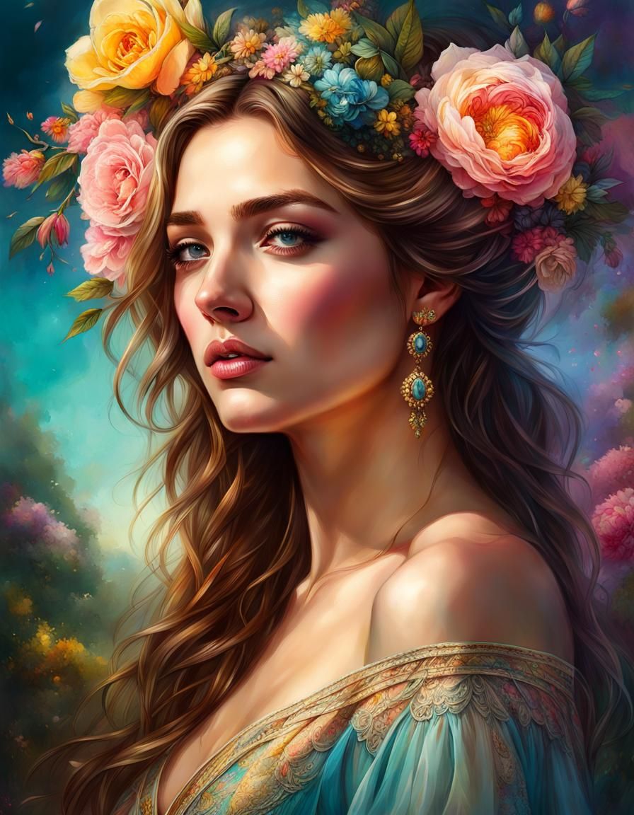 Flowery Goddess in Rainbow Gradients