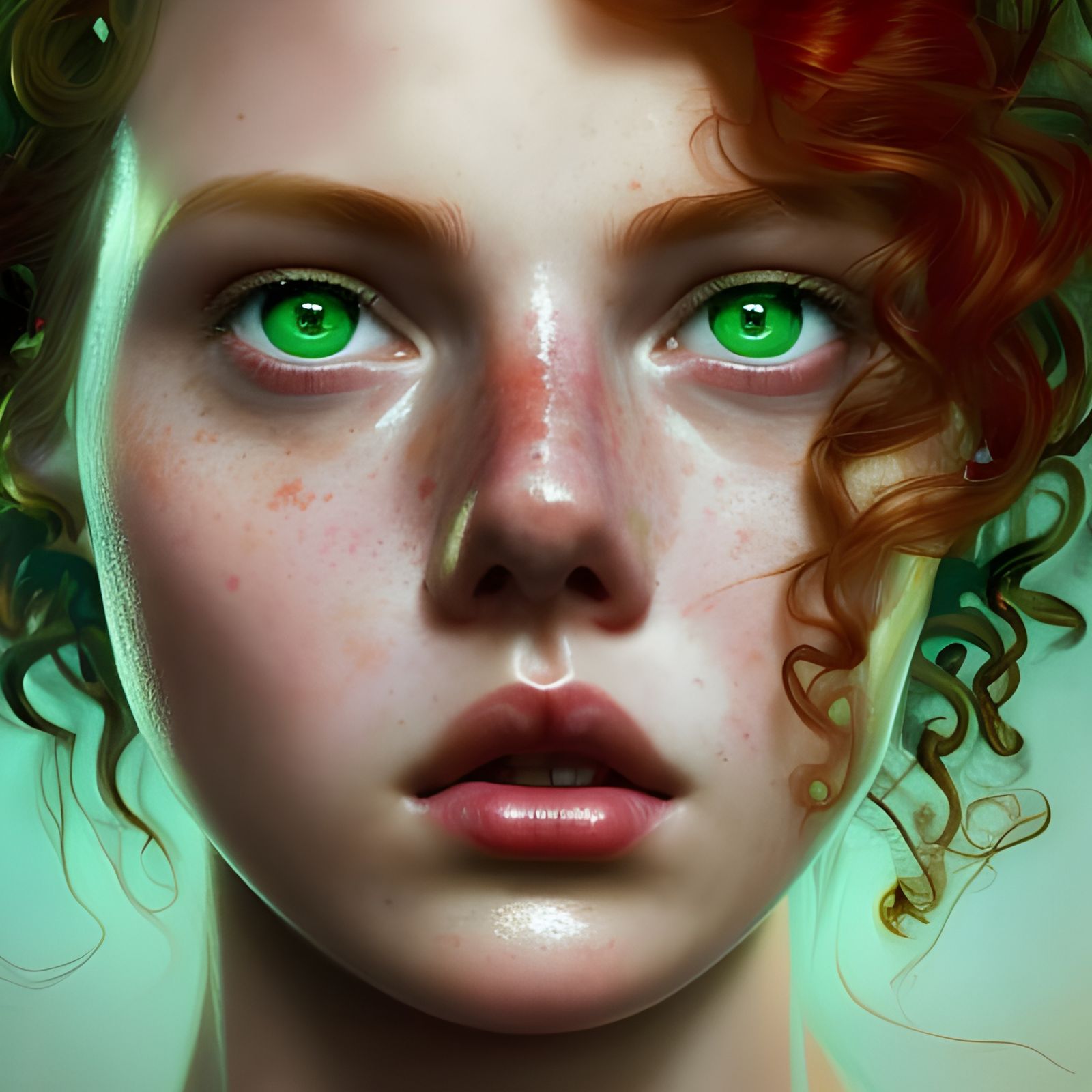 Red-Haired Woman Portrait in Hyperdetailed Digital Art