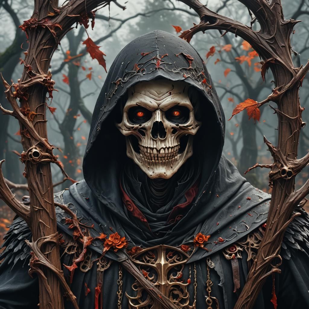 Grim Reaper Takes a Selfie: Hyperrealistic Photo