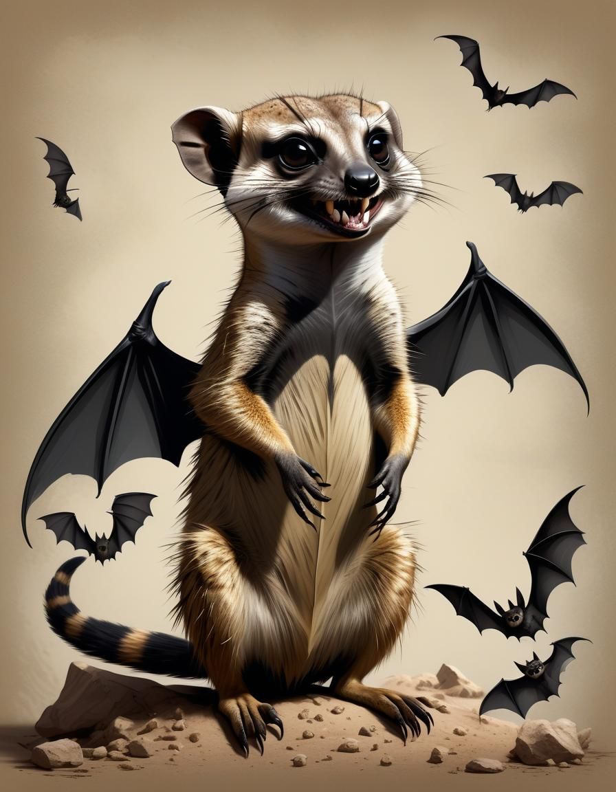 Meerkat Bat Hybrid Concept Art Illustration