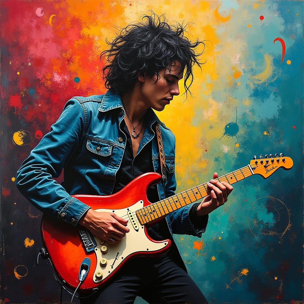 Rockstar Portrait in Vibrant, Expressive Style