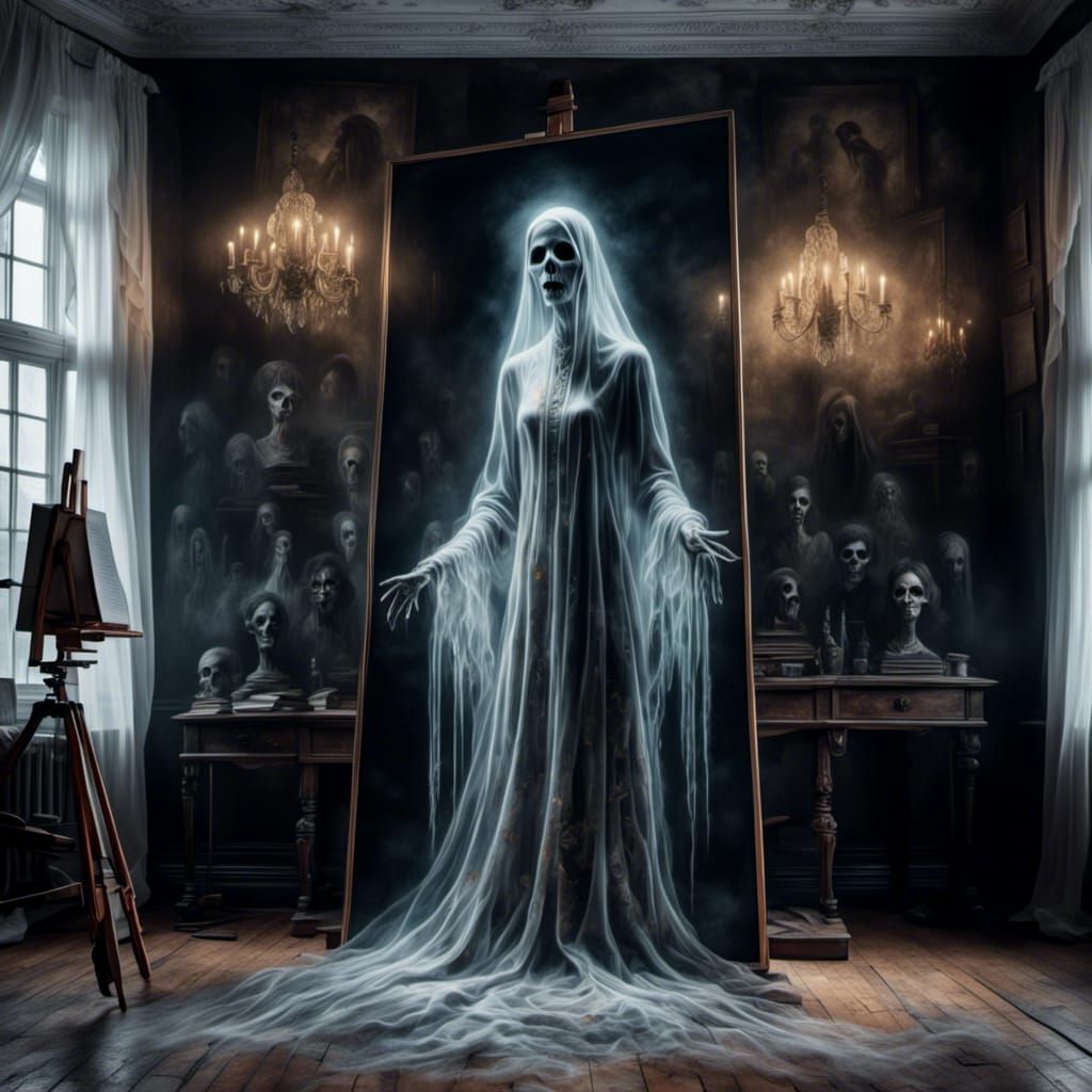 Victorian Ghost Apparition Portrait in Grunge Style