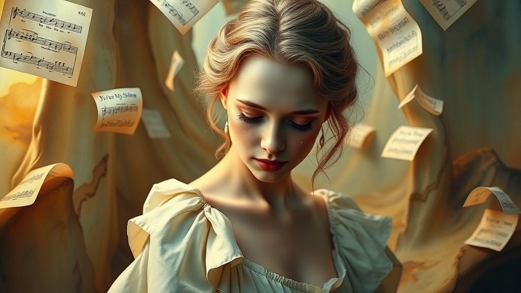 Melancholic Woman in Surrealist Landscape