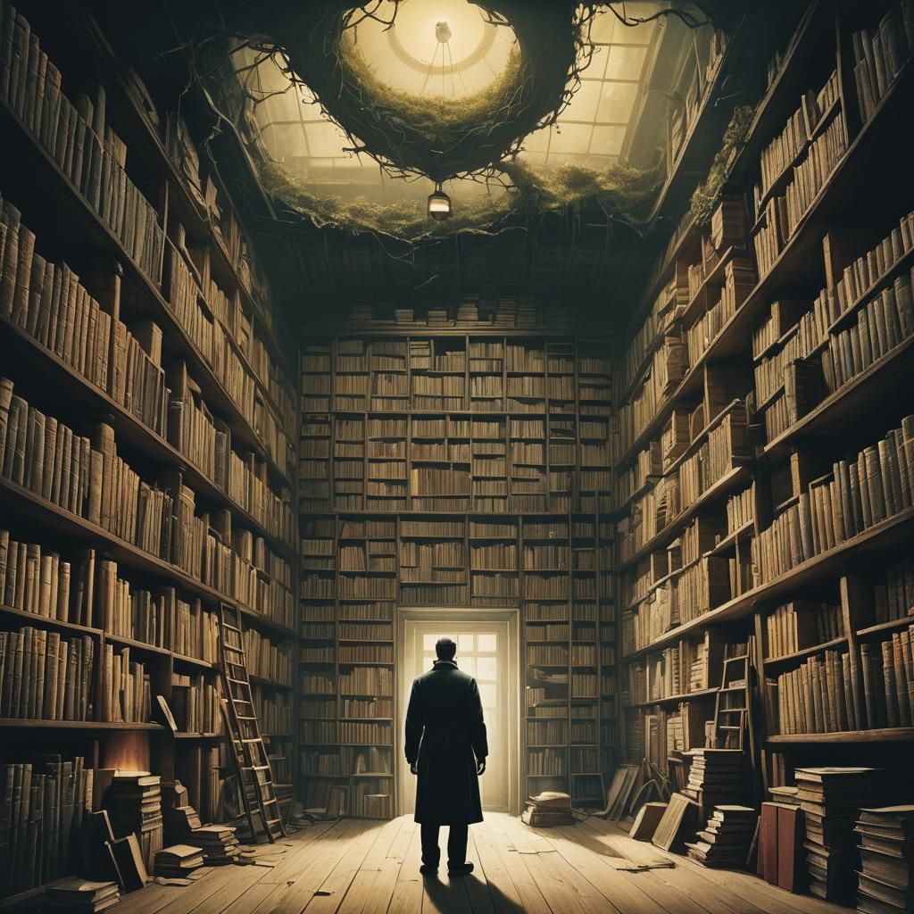 Ethereal Haunted House Library: A Surreal Digital Painting