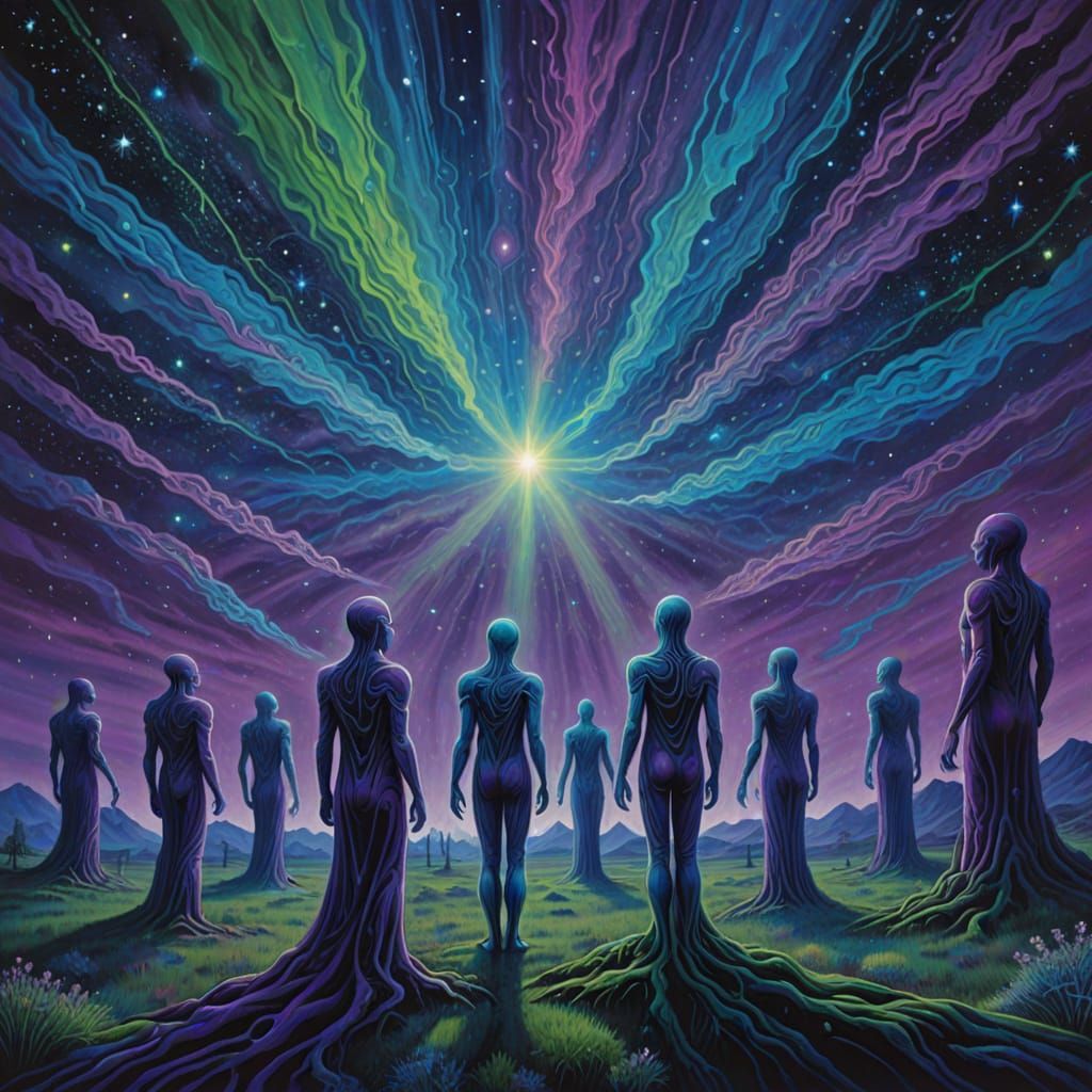 Celestial Ballet in Vibrant Cosmic Colors