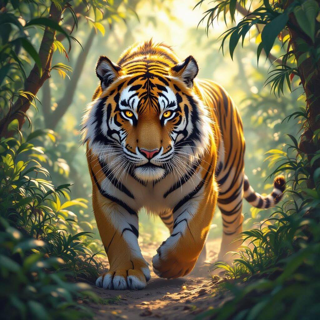 Sunshade Tigers in Dark Fantasy Style