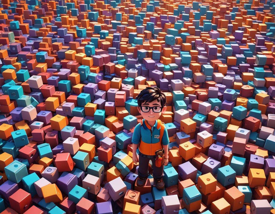 Pixar-Style Kid in Roblox Game: 3D Digital Art