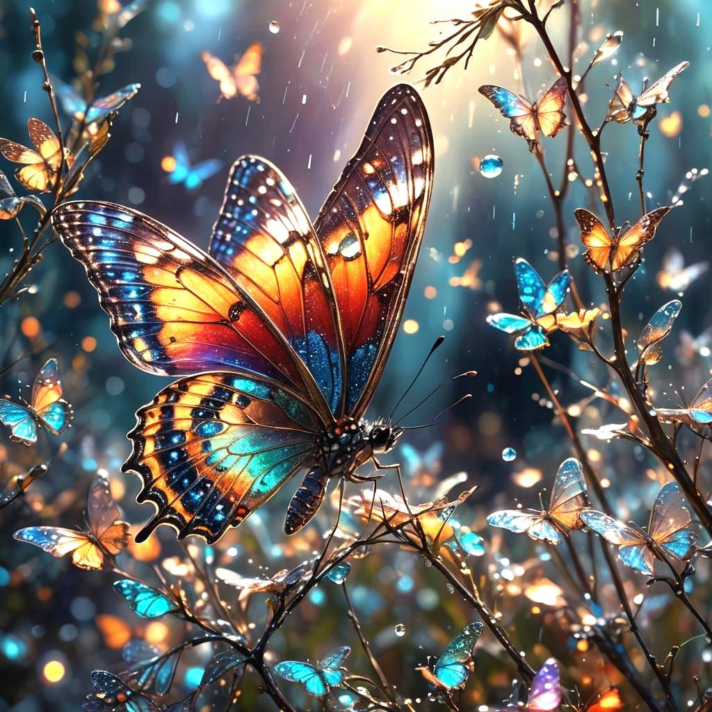Crystal Wing Butterfly in Iridescent Light