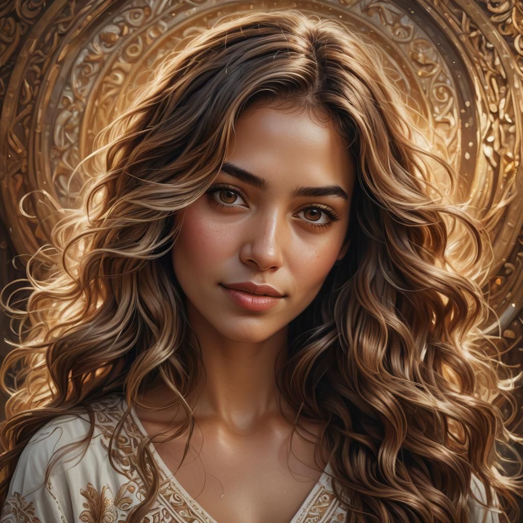 Hyperrealistic Portrait of a Smiling Latina Model