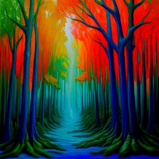 Surreal Landscape with Open Door, Impasto Painting