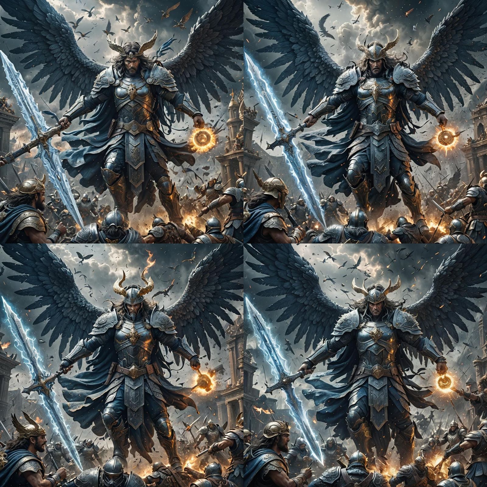 Epic Battle of Archangels in Digital Matte Painting