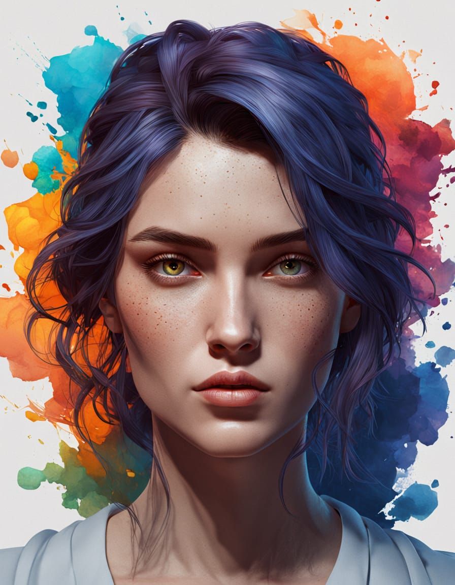 Minimalist Portrait of a Girl in Alcohol Ink