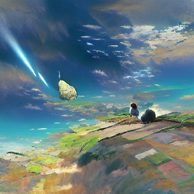 Asteroid in Studio Ghibli Anime Style