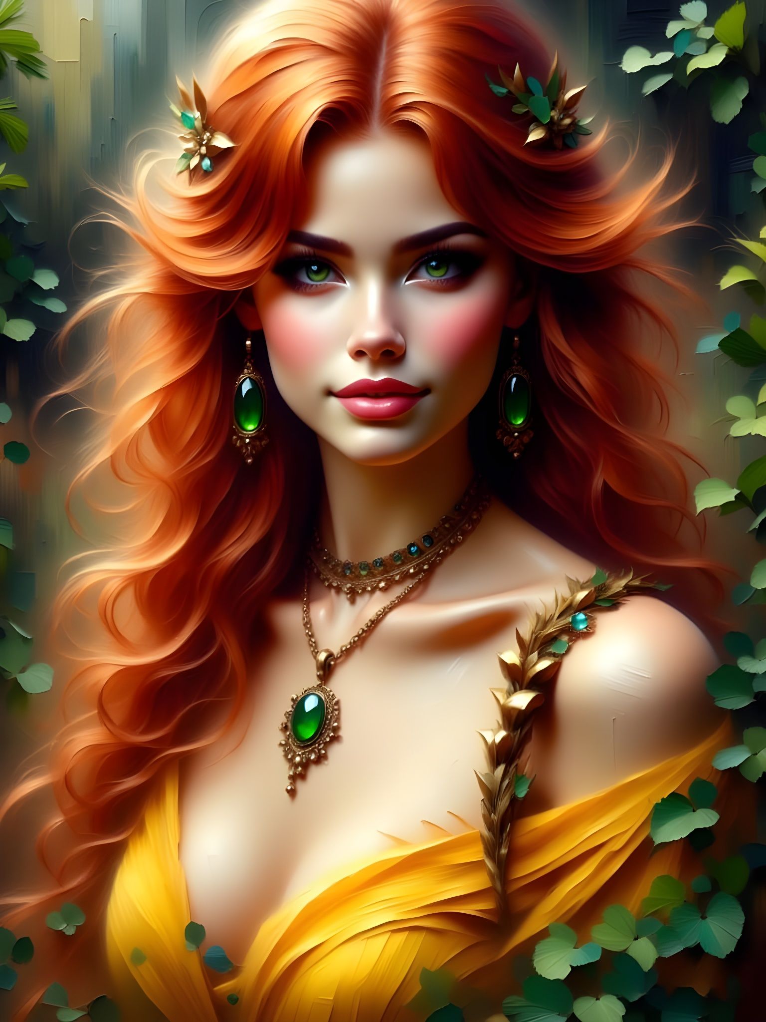 Ethereal Norse Goddess in Red Haired Portrait
