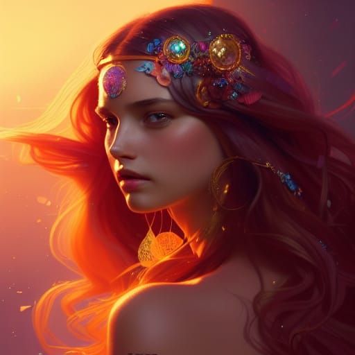 Seductive Girl Portrait with Colorful Hair