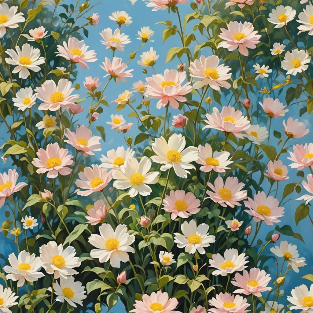 Peaceful garden with alcohol ink and pastel-colored bouquet ...