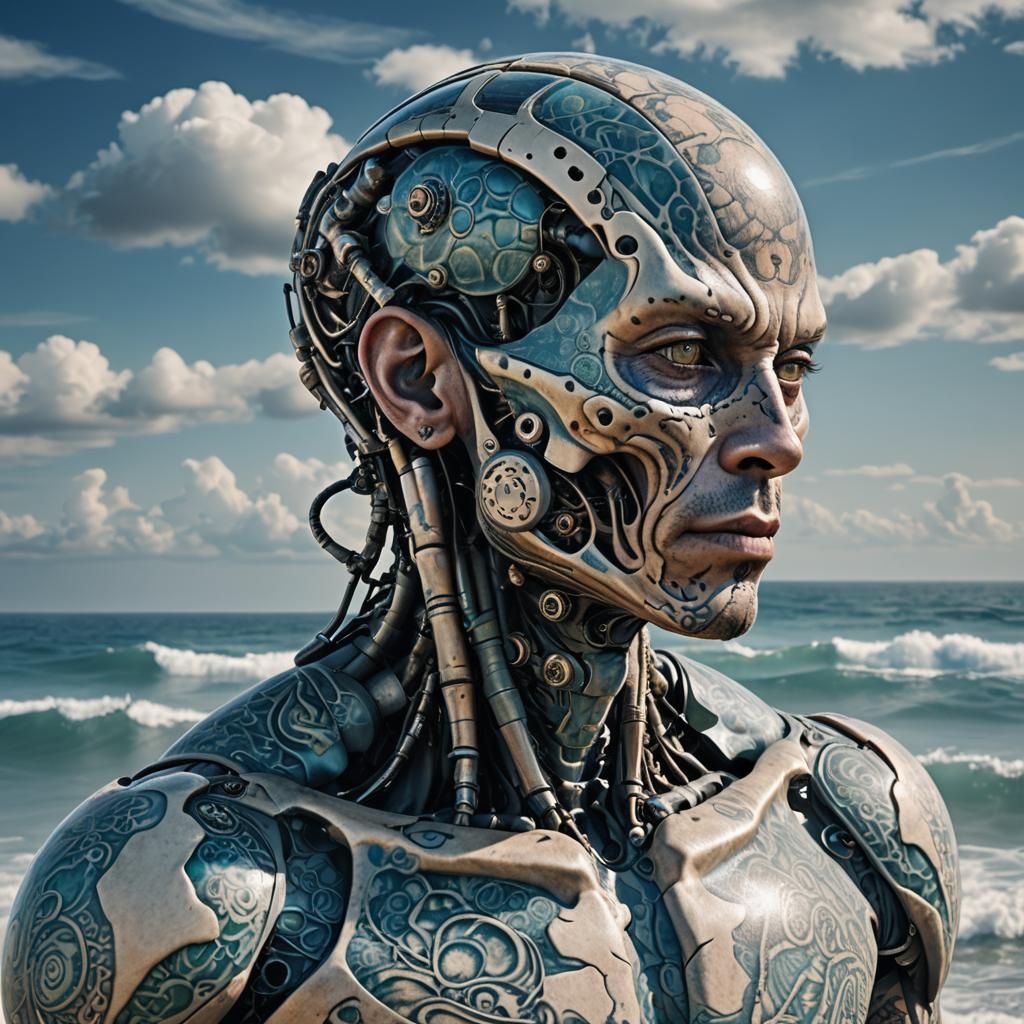 Extraterrestrial Cyborg Portrait in Detailed Digital Paintin...