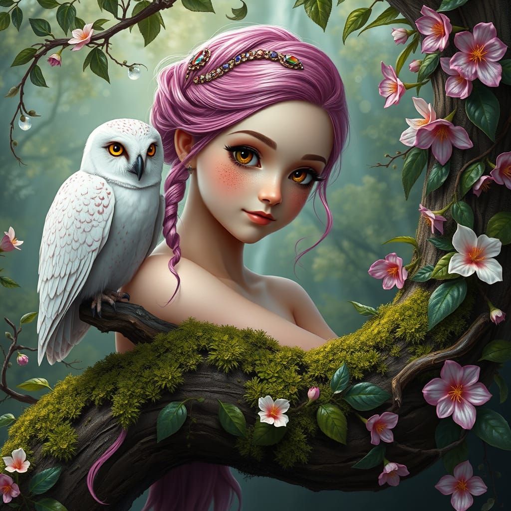 Fauvist Teenage Girl Surrounded by Whimsical Nature