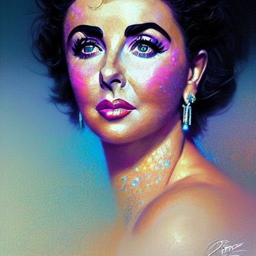 Portrait of Elizabeth Taylor by Greg Rutkowski Dan Mumford G...