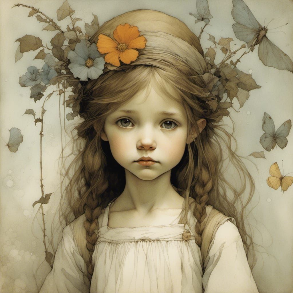 Girl in a Past World, Fantasy Illustration