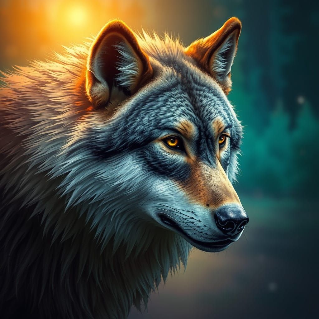 Majestic Wolf in Fantasy Realms Style