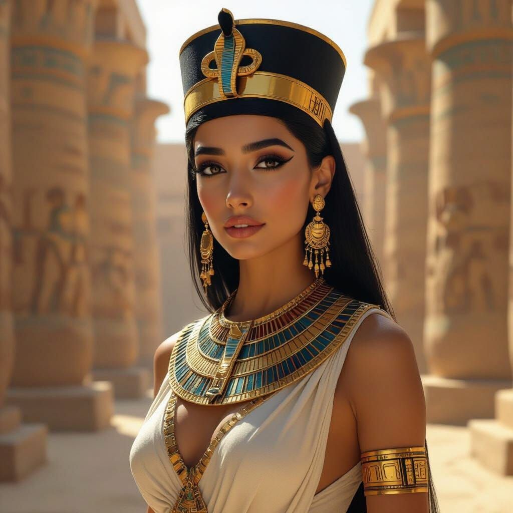 Young Egyptian Queen in Ancient Temple