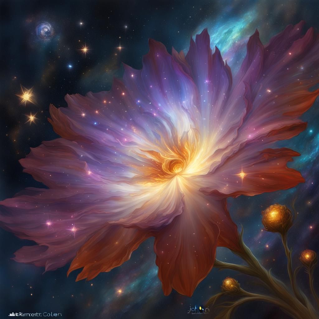 Galactic Flower Vase: A Cosmic Illustration