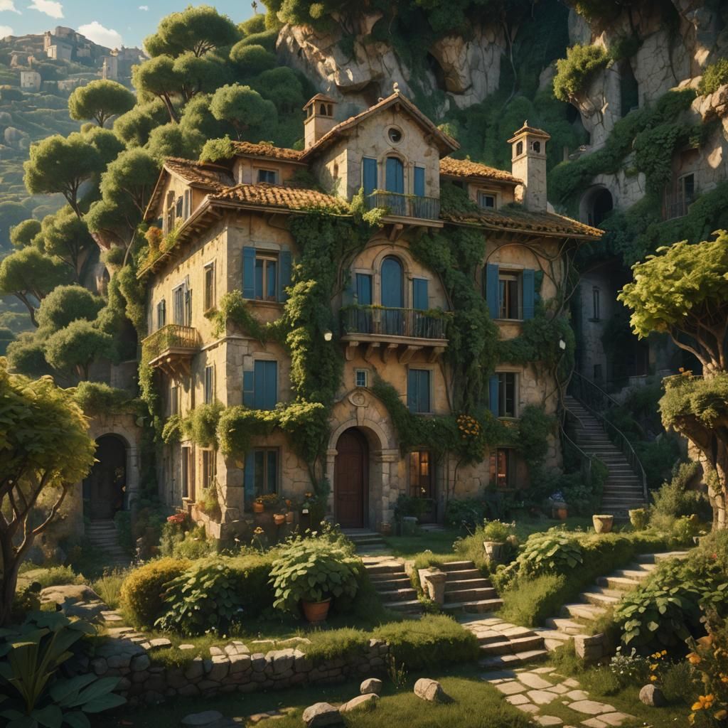 Mystical Stone House in Italy: Architectural Concept Art
