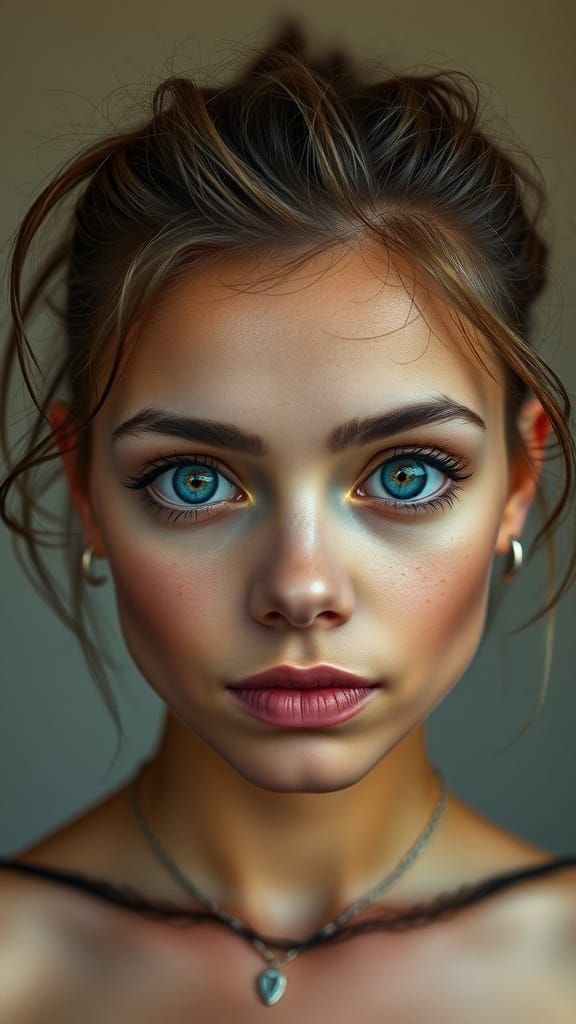 Topless Woman with Large Eyes