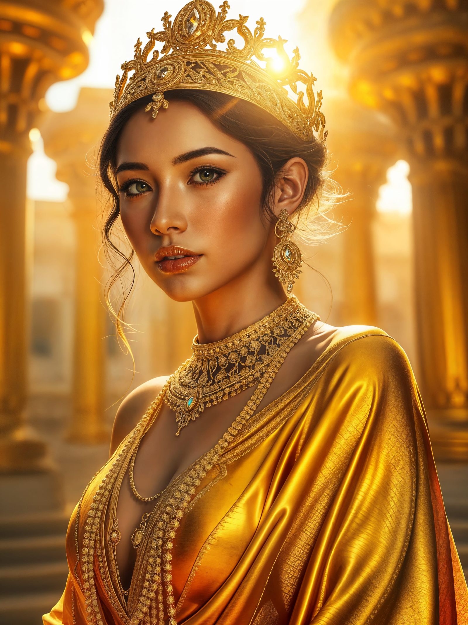 Golden Goddess Radiates Heavenly Beauty