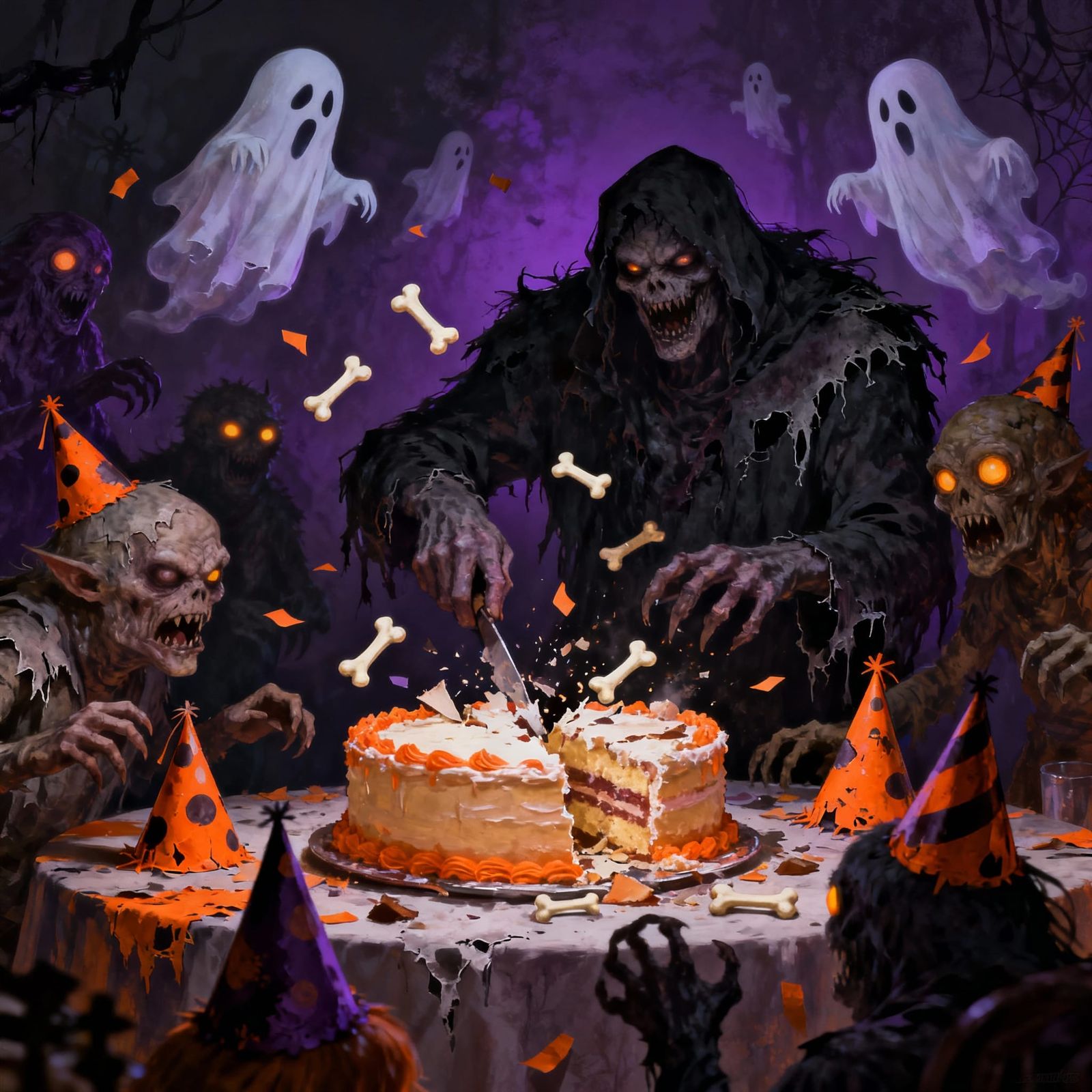 Haunted Birthday Party with Ghosts and Monsters