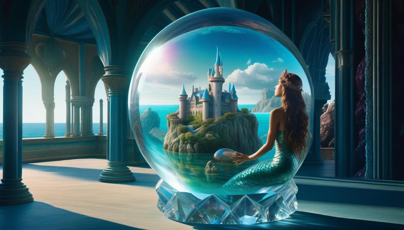 Mermaid Gazing into Crystal Ball Reveals Prince