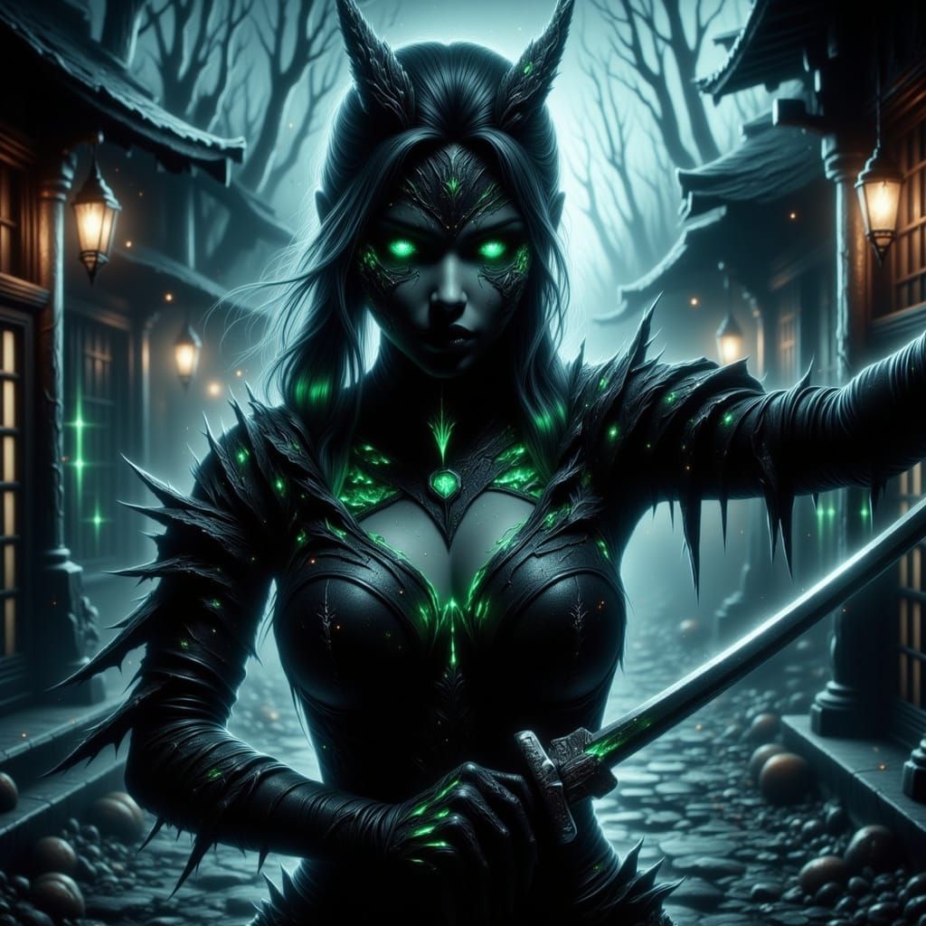 Finnish Ninja Warrior in Dark Forest Night