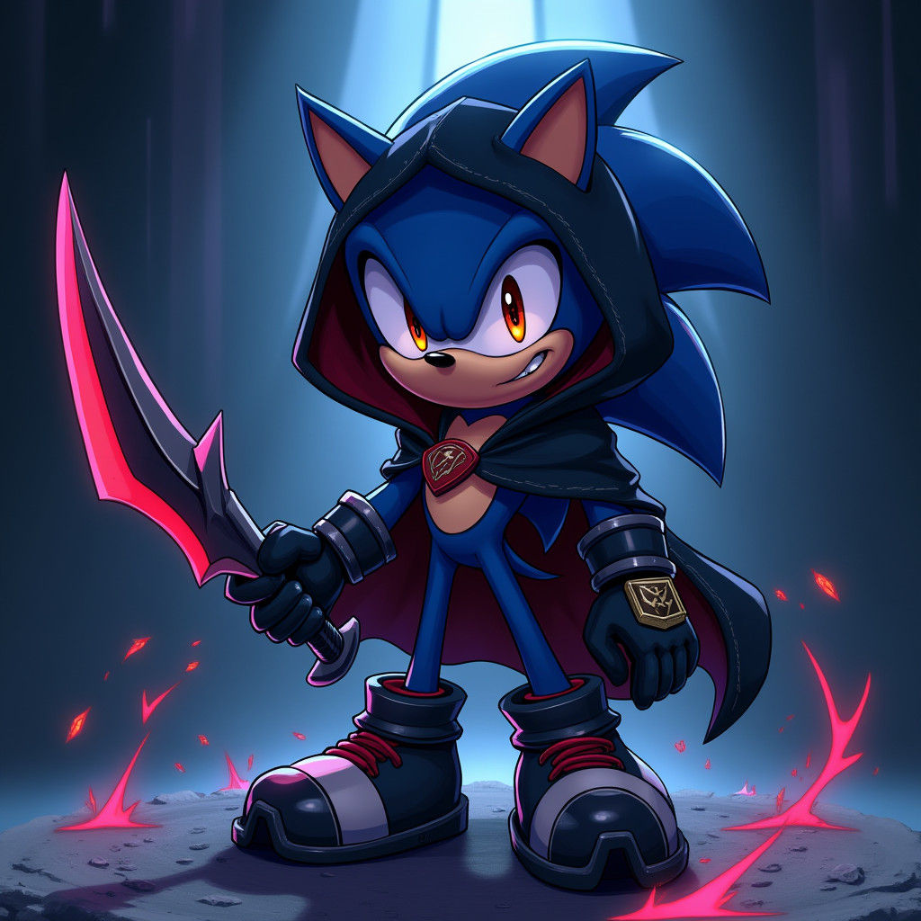 Sonic the Hedgehog, Fearless Entity Hunter in Anime Style