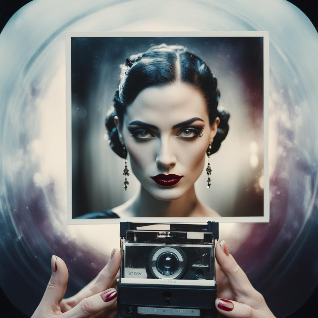 Vintage Polaroid: Tango Dancer Portrait in Sepia Tones