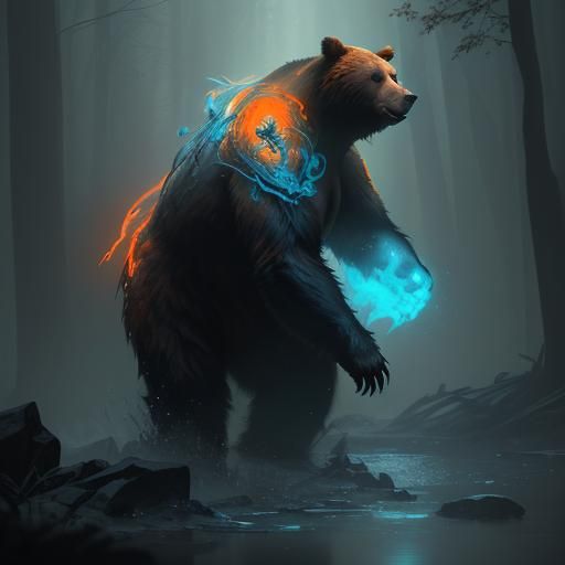 Bear Ghost: Hyperdetailed Concept Art in Triadic Colors