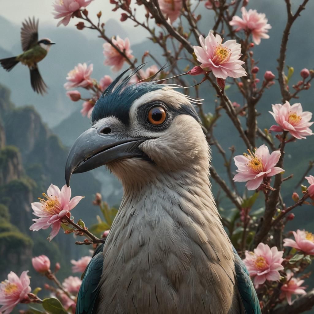 Chinese Birds and Flowers in Digital Painting