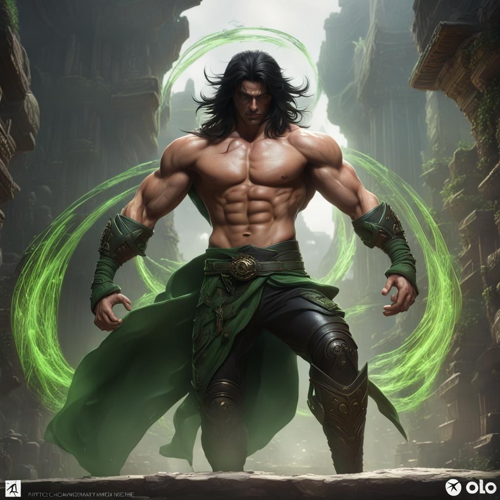 Fantasy Fighter with Dominant Aura, Digital Art