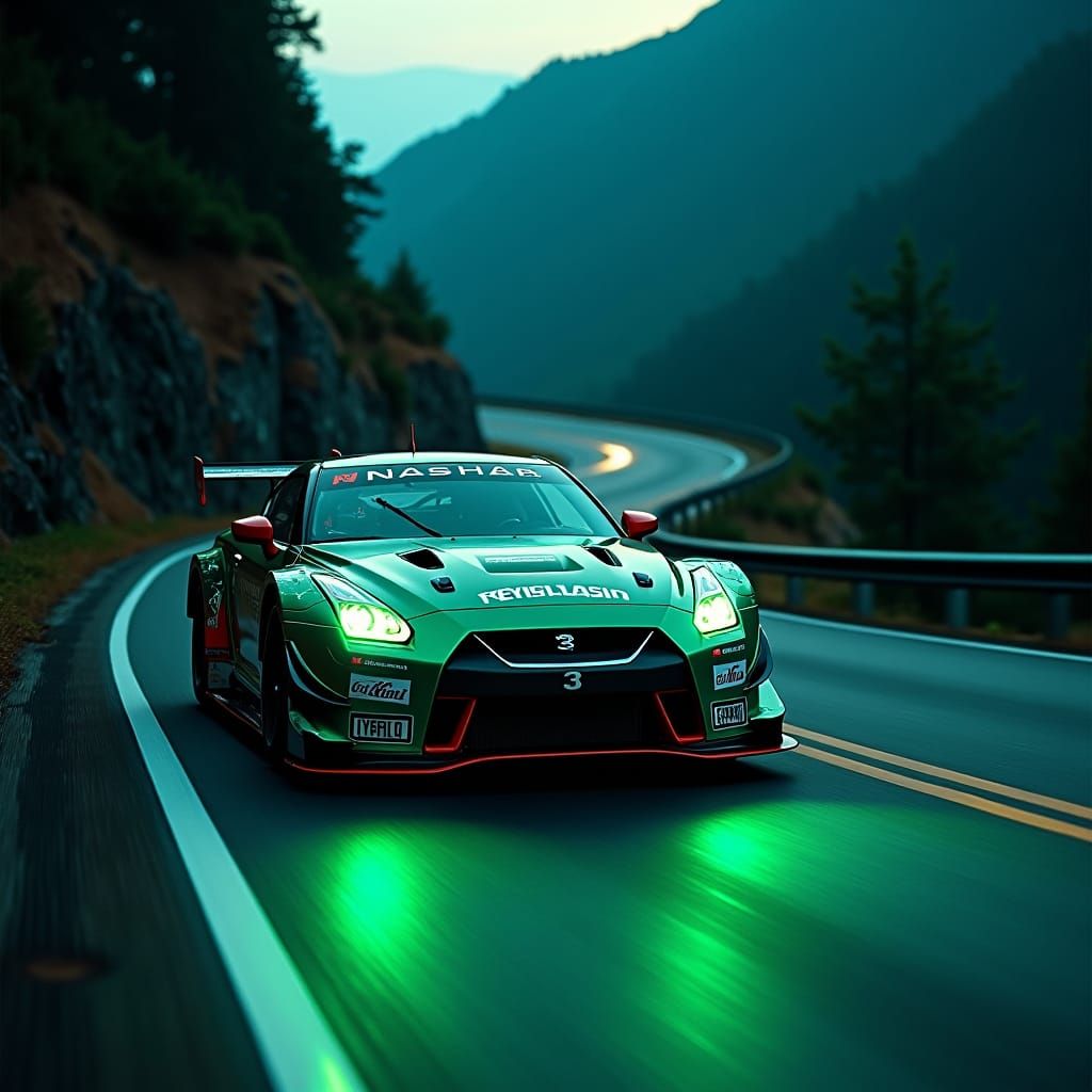 Nissan Skyline Nismo Races Mountain Road at Night