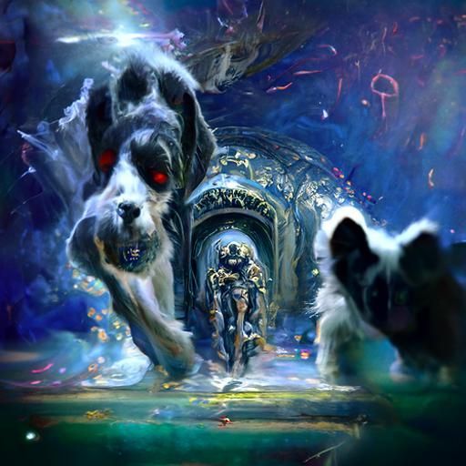 Hell Entrance: Sinister Oil Painting with Steampunk