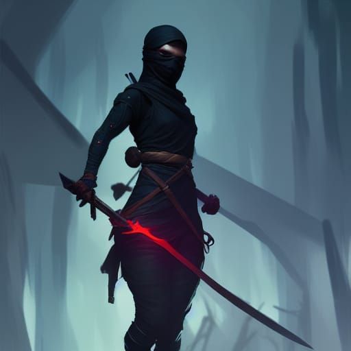 Hyperdetailed Ninja in Dark Fantasy Style