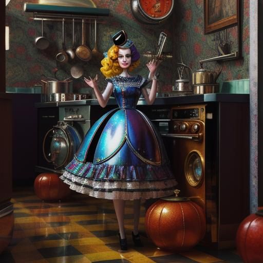 Psychedelic 1950s Kitchen in Surreal CGI Style