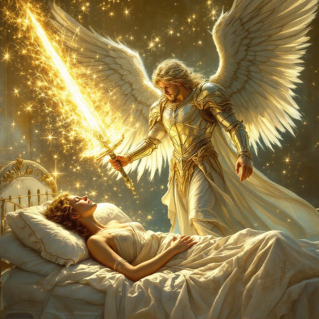 Archangel Michael Healing, Art Nouveau Style